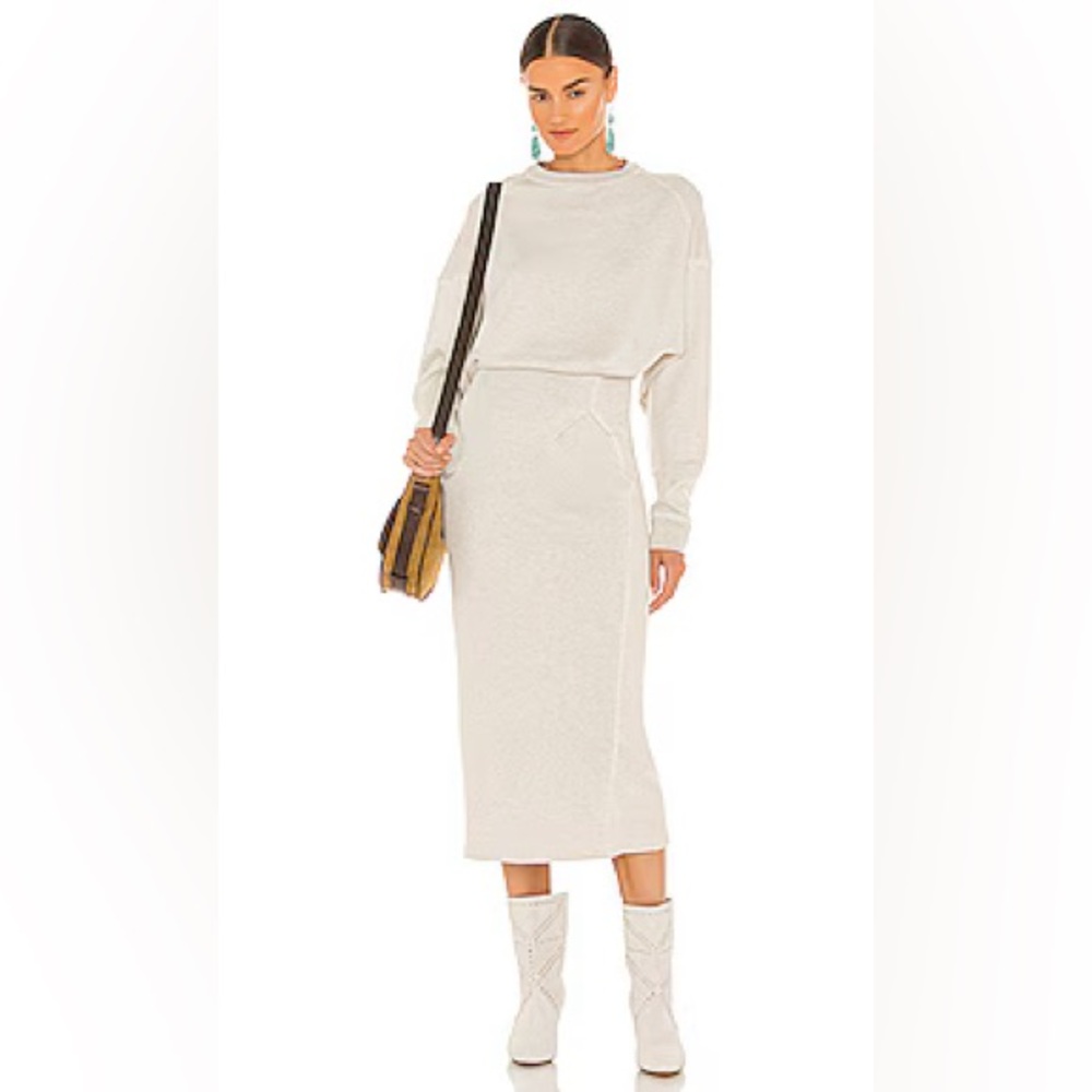 Isabel marant etoile MEG RAW-EDGE SWEATSHIRT MIDI DRESS IN ECRU - EU 38/US 4/6